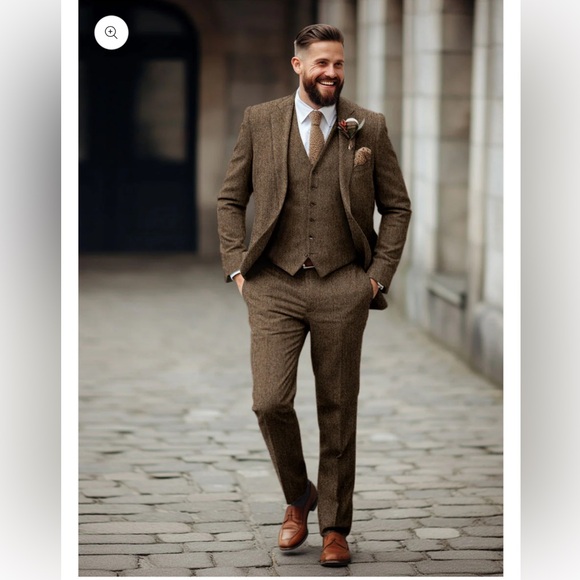 Men’s Studio Suit Rust Herringbone Tweed Suit